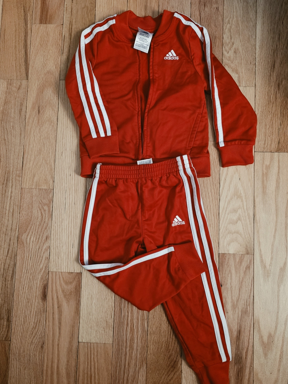 adidas Kids Red Track Jacket & Pants Set